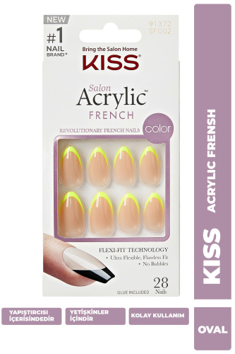 Kiss Acrylic Takma Tırnak Oval Yeşil French - 1