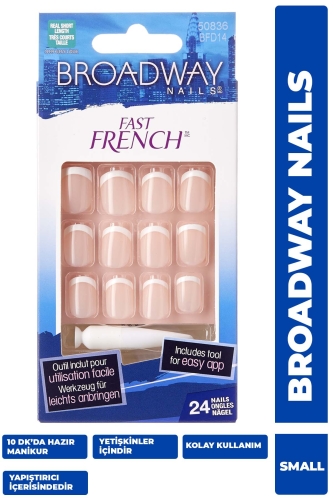 Broadway Kiss Takma Tırnak French Kısa Pembe French - 1