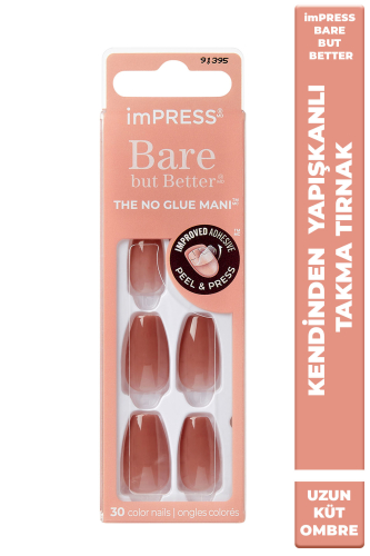 imPRESS Kendinden Yapışkanlı Takma Tırnak Küt Uzun Nude Ombre - imPRESS