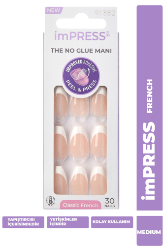 imPRESS Kendinden Yapışkanlı Takma Tırnak Uzun French - imPRESS