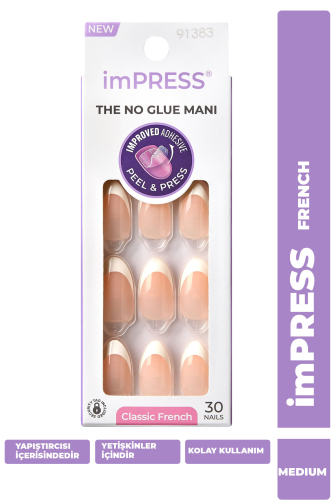 imPRESS Kendinden Yapışkanlı Takma Tırnak Uzun Oval French - imPRESS