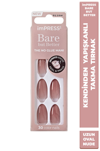imPRESS Kendinden Yapışkanlı Takma Tırnak Oval Uzun Nude Ombre - imPRESS