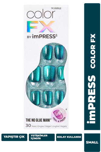 imPRESS Color FX Kendinden Yapışkanlı Takma Tırnak Kısa Yeşil Mor - imPRESS