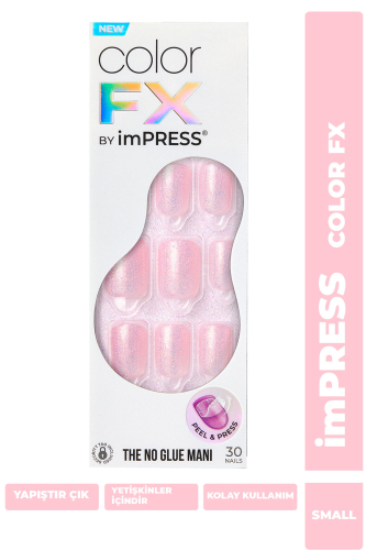 imPRESS Color FX Kendinden Yapışkanlı Takma Tırnak Kısa Pembe Simli - 1
