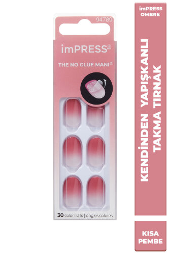 Kendinden Yapışkanlı Takma Tırnak Kısa Ombre Pembe - imPRESS