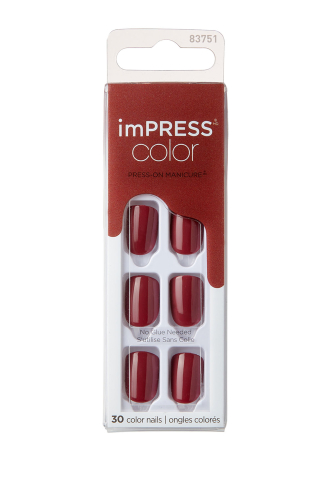 İmpress Color Kendinden Yapışkanlı Takma Tırnak Kısa Parlak Bordo - 4