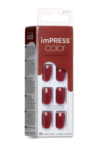 İmpress Color Kendinden Yapışkanlı Takma Tırnak Kısa Parlak Bordo - 2