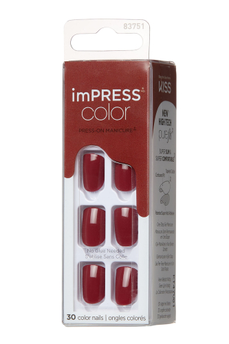İmpress Color Kendinden Yapışkanlı Takma Tırnak Kısa Parlak Bordo - 3