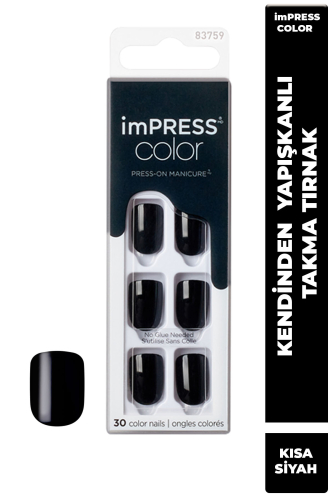 İmpress Color Kendinden Yapışkanlı Takma Tırnak Kısa Koyu Mavi - imPRESS