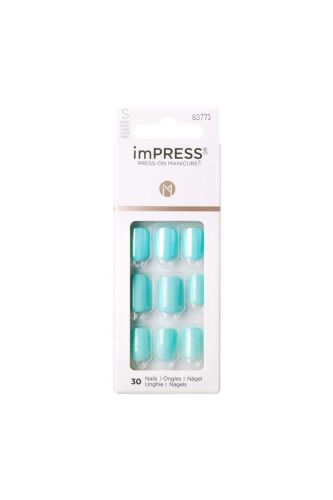 İmpress Kendinden Yapışkanlı Takma Tırnak Kısa Yeşil Simli - imPRESS