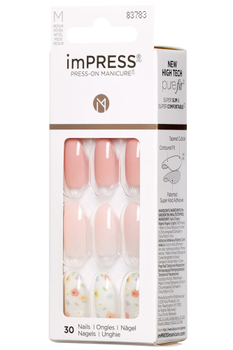 İmpress Kendinden Yapışkanlı Takma Tırnak Uzun Nude Çiçekli - 3