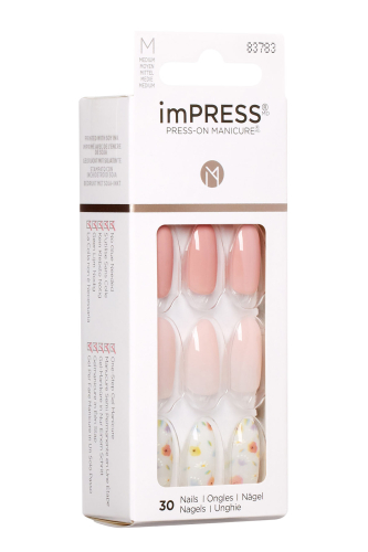 İmpress Kendinden Yapışkanlı Takma Tırnak Uzun Nude Çiçekli - 2