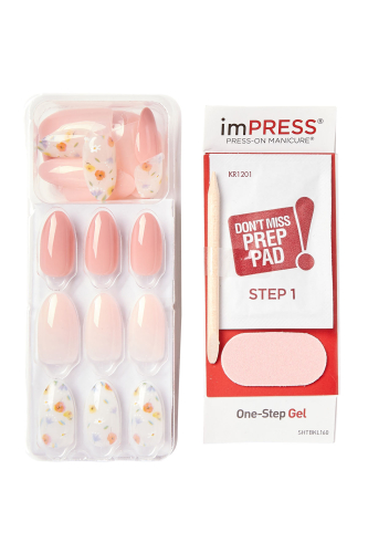İmpress Kendinden Yapışkanlı Takma Tırnak Uzun Nude Çiçekli - 4