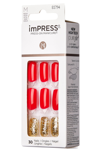 İmpress Kendinden Yapışkanlı Takma Tırnak Uzun Nar Çiçeği Simli - 3