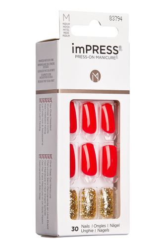 İmpress Kendinden Yapışkanlı Takma Tırnak Uzun Nar Çiçeği Simli - 2