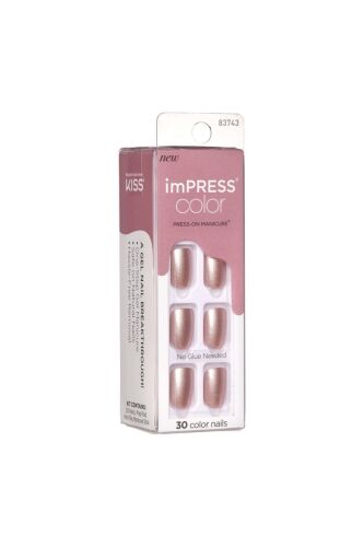 İmpress Color Kendinden Yapışkanlı Takma Tırnak Kısa Metalik Pembe - imPRESS