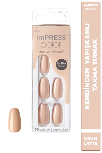 İmpress Color Kendinden Yapışkanlı Takma Tırnak Uzun Nude Latte - imPRESS