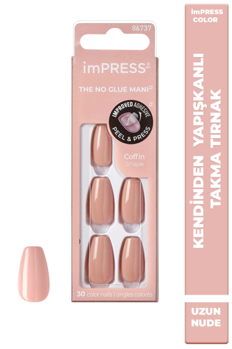 İmpress Color Kendinden Yapışkanlı Takma Tırnak Uzun Nude Kiremit - 1