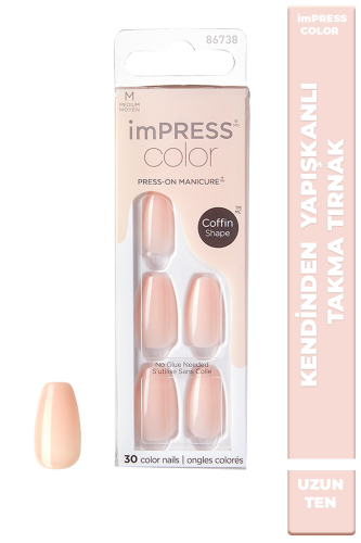 İmpress Color Kendinden Yapışkanlı Takma Tırnak Uzun Nude - imPRESS