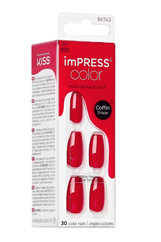 İmpress Color Kendinden Yapışkanlı Takma Tırnak Uzun Kırmızı - imPRESS