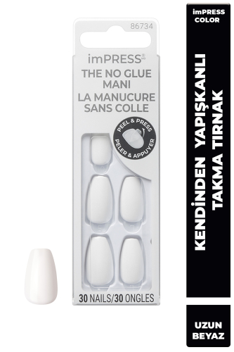 İmpress Color Kendinden Yapışkanlı Takma Tırnak Uzun Beyaz - 1