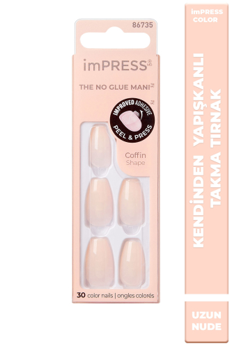 İmpress Color Kendinden Yapışkanlı Takma Tırnak Uzun Nude - imPRESS