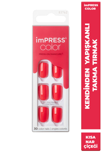 İmpress Color Kendinden Yapışkanlı Takma Tırnak Kısa Nar çiçeği - imPRESS