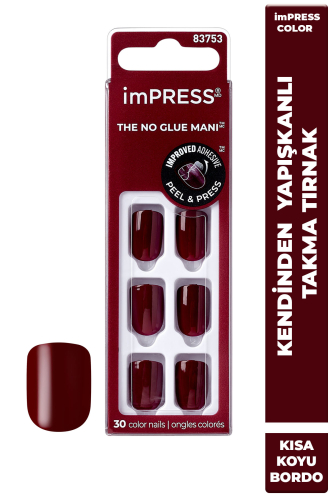 İmpress Color Kendinden Yapışkanlı Takma Tırnak Kısa Bordo - imPRESS
