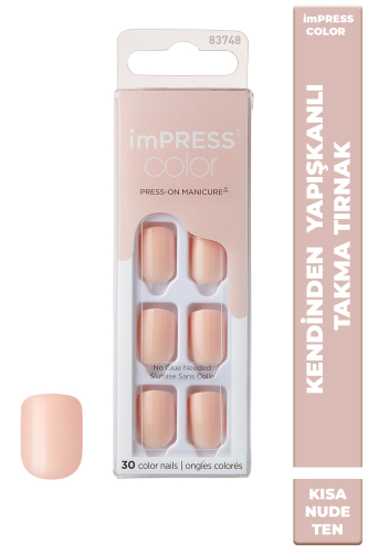 İmpress Color Kendinden Yapışkanlı Takma Tırnak Kısa Nude Ten - imPRESS
