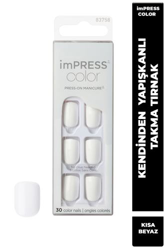 İmpress Color Kendinden Yapışkanlı Takma Tırnak Kısa Beyaz - imPRESS