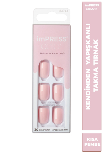 İmpress Color Kendinden Yapışkanlı Takma Tırnak Kısa Parlak Açık Pembe - 1