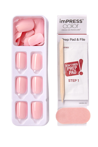 İmpress Color Kendinden Yapışkanlı Takma Tırnak Kısa Parlak Açık Pembe - 5