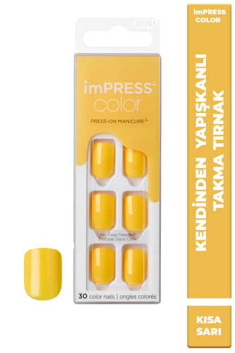 İmpress Color Kendinden Yapışkanlı Takma Tırnak Kısa Sarı - 1
