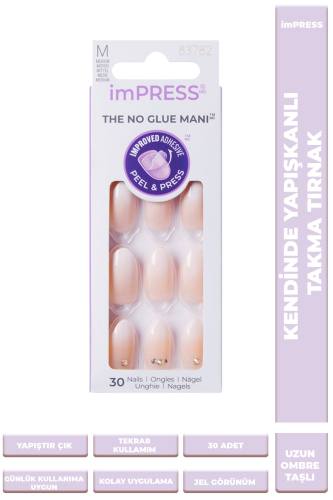 İmpress Kendinden Yapışkanlı Takma Tırnak Uzun Ombre Taşlı - imPRESS