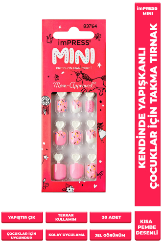 İmpress Mini Kendinden Yapışkanlı Çocuk Takma Tırnağı Pembe Desenli - 1