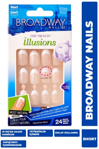 Broadway Kiss Takma Tırnak Kısa Oval French - 1