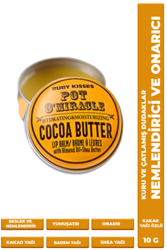 Pot O'Miracle Yoğun Nemlendirici ve Onarıcı Dudak Bakımı Kakao Yağı Özlü 10 G - 1