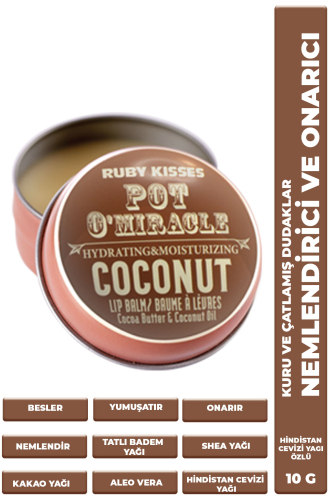 Pot O'Miracle Yoğun Nemlendirici ve Onarıcı Dudak Bakımı Hindistan Cevizi Özlü 10 G - Ruby Kisses