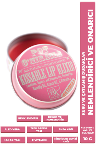 Pot O'Miracle Yoğun Nemlendirici, Renklendirici ve Onarıcı Dudak Bakımı Kuşburnu Yağı & Gül Özlü 10 G - 1