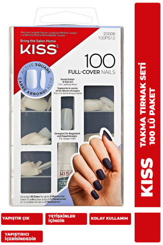 Kiss Renksiz Takma Tırnak Seti Yapıştırıcılı 100lü Paket - 1