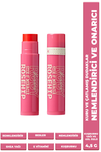 Stix O'Miracle Yoğun Nemlendirici ve Onarıcı Dudak Bakımı Kuşburnu Yağı Özlü 10 G - Ruby Kisses