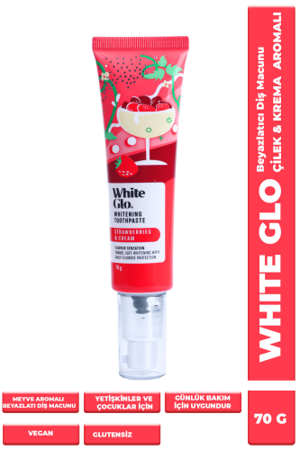 White Glo Glutensiz Vegan Diş Macunu Çilek ve Krema Aromalı 70 G - 1